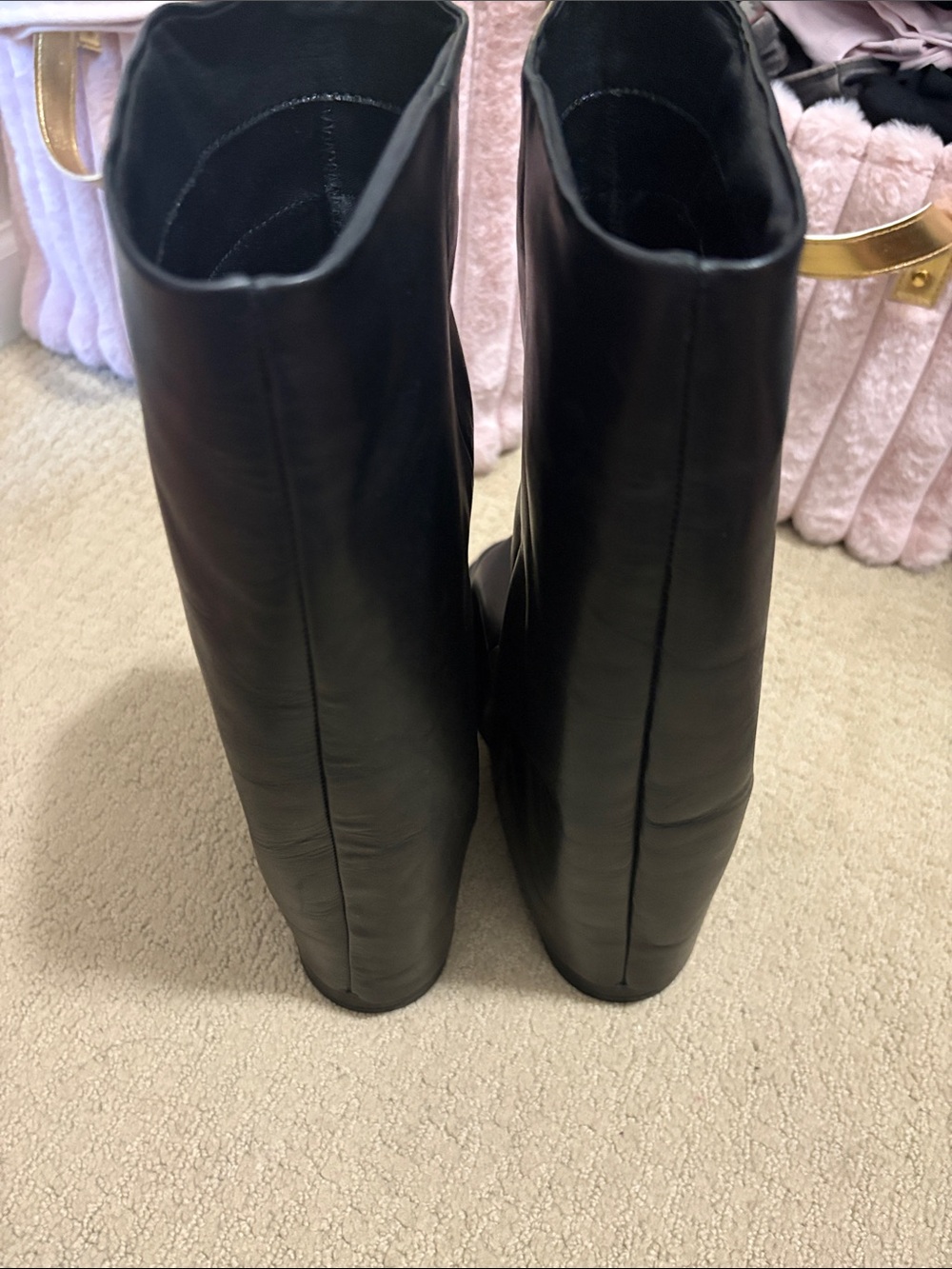 Steve Madden Black Mid-Calf Lace-Up Leather Boots - Picture 3 of 3